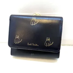 03w12027 Paul Smith ポールスミス キャットドゥードゥル がま口 三つ折り財布  ネイビー 猫柄 レディース  ミニ財布 コンパクトウォレット