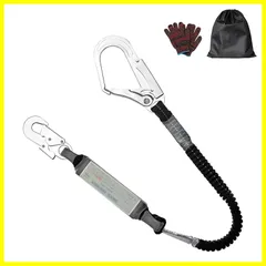 【迅速発送】OVZEXAO ランヤード 新規格 フルハーネス用ランヤード 墜落制止用器具 胴ベルト型用ランヤード 安全帯 新規格 ハーネス補助帯 1丁掛け 伸縮式 ショックアブソーバー付き 電気工事 建設工事 橋梁工事 一般高所作業用 使用可能質量100kg
