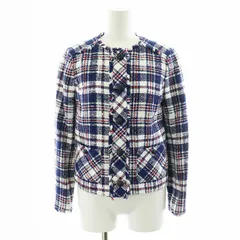 ブルックスブラザーズ BROOKS BROTHERS ノーカラージャケット チェック柄 ツイード コットン 0 XS 青 ブルー 白 ホワイト 赤 レッド /AN33のサムネイル