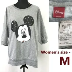 Honeys x　Disney★ミッキーマウス/ラインストーン/五分袖Tシャツ/カットソー【レディースM/グレー/gray】TOPS/shirts◆sBH968<sale>