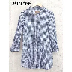 ◇ nano universe ナノ ユニバース ギンガムチェック 長袖 ロングシャツ サイズFREE ブルー ホワイト レディース 【中古】 【1101200008489】