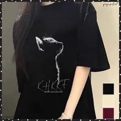 ビッグtシャツ レディース 半袖トップス 韓国風 イラストtシャツ おしゃれ カジュアルトップス 春夏 ドロップショルダーt ゆったり 着やせ 猫プリントtシャツ チュニックロンT夏 体型カバー夏服ゆる かっこいいtシャツ