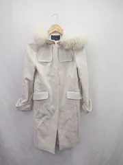 ◇ ⊇ グリーンレーベル リラクシング 無地 長袖 ファー付きウールコート サイズ36 ベージュ系 レディース E  【1507080008203】