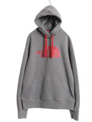 【お得なクーポン配布中!】 ノースフェイス プリント スウェット フード パーカー メンズ S 古着 The North Face 裏起毛 トレーナー プルオーバー アウトドア グレー