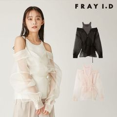 【爆速配送】【SALE40%OFF】【即納】 フレイアイディー FRAY I.D トップス 25春夏 カシュクールシャツレイヤードニット ミドル丈 長袖 fwnt251120