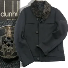 【新品】 dunhill ／ ダンヒル　毛皮付き ブルゾン イタリア製 アウター ダブルジップ ボタン ブラック 黒 ｜ 秋冬