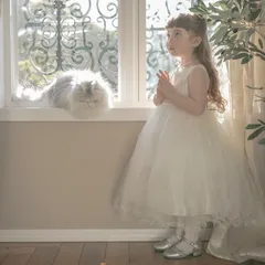 【オフホワイト】チュールベルトドレス TAK キッズ キャサリンコテージ