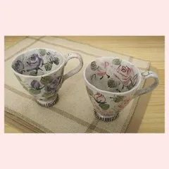 瀬戸焼　亜福窯　バラ園　マグ（小）／（１種選択／２種類）　42309,42308　◎2個目～大幅値引き対象商品　※陶器,民芸品,工芸品,可愛い,かわいい,高級感,手作り調,和食器,日本食,素朴,ギフト,レトロ,モダン,薔薇,ローズ,マグカップ