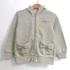 メゾピアノ パーカー トップス ジップアップ スウェット 裏起毛 キッズ 女の子用 110サイズ グレー Mezzo Piano 【中古】