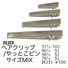 【23個】ヘアクリップ やっとこピン サイズMIX/シルバー　/E-4S