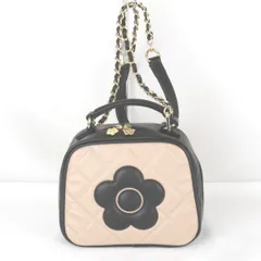 タグ付き『未使用』 マリークヮント スクエアキルティングバッグ ショルダーバッグ ポリウレタン ベージュ×ブラック