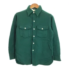80年代 USA製 L.L.Bean エルエルビーン ウールシャツ アウトドア グリーン (メンズ M) 中古 古着 R7670