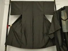 平和屋着物●男性　紬　アンサンブル　色無地　檳榔子染色　正絹　逸品　未使用　AAAZ3729ck