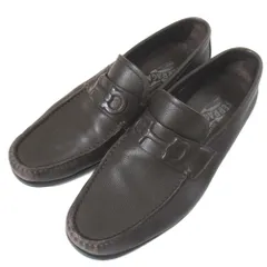 美品 Salvatore Ferragamo サルヴァトーレフェラガモ 型押しガンチーニ ローファー スリッポン レザーシューズ 6.5EEE 24.5cm ブラウン メンズ 古着 中古 USED