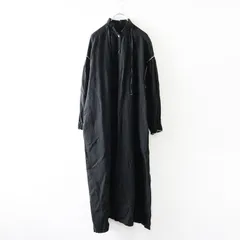 2024AW ネストローブ nest Robe リネン配色メローワンピース F＼ブラック ギャザー ドレス ワイド ロング【2400014645347】のサムネイル