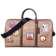コーチ バッグ スヌーピー COACH ピーナッツ コラボ ボストンバッグ コーティングキャンバス レザー シグネチャー ベンチュラー ワッペン パッチ 2way ショルダー ボストンバッグ タンマルチ CBI42