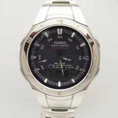 【新品電池・未使用】ウェーブセプター カシオ メンズ腕時計 WVA-400J ネイビー 電波ソーラー  社会人 大人 高級感 存在感 ヴィンテージ 廃盤 人気モデル クォーツ