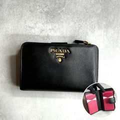 PRADA プラダ / サフィアーノマルチカラーLジップウォレット 二つ折り財布 サフィアーノレザー ブラック ピンク 1ML225 SAFFIANO MULTIC