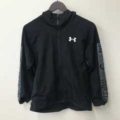 M9050 【160㎝ キッズ】Under Armour アンダーアーマー  ブラック フード付 ウィンドブレーカー 長袖 薄手 袖プリント ポリエステル