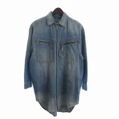 ディーゼル DIESEL デニムシャツ 長袖 オーバーサイズ コットン ジップアップ 無地 青 ブルー XXS