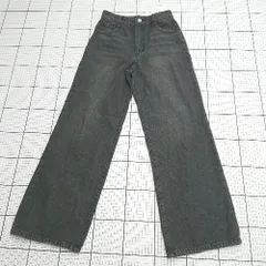 ◇ Θ　美品 GRL グレイル ウォッシュ加工 ストレートワイドデニムパンツ サイズS グレイ系 レディース E  【1508200023922】