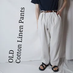 【90~00s】古着 ツータック リネンコットンパンツ アイボリー系
