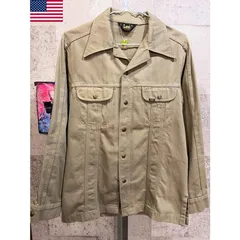70'S USA製 Lee ジャケット M-L 三角黒タグ カーキ メンズ ヴィンテージ リー 米国製 アメリカ製