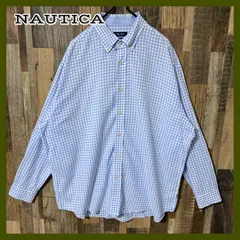 チェック ノーティカ ボタンダウン ブルー カジュアル シャツ メンズ 古着長袖