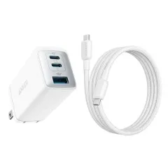 【新品・3営業日で発送】ANKER アンカー Anker PowerPort III 3-Port 65W Pod with USB-C ＆ USB-C ケーブル ホワイト