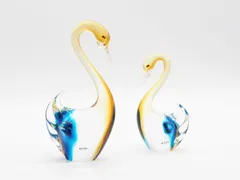 MultiGlass ガラス白鳥 2体セット MultiGlass ガラス白鳥 2体セット
