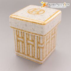 ■ エルメスモザイク ヴァンキャトル ミニボックス シュガーボックス 陶磁器製品 幾何学模様 イエロー 箱付き