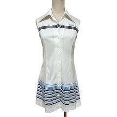中古 フレッドペリー FRED PERRY ノースリーブシャツ クリーニング済み 白 ボーダー柄 レディース Lサイズ