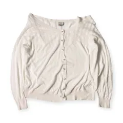 シルク混 Paul Smith ポールスミス ボートネック サマーニット カーディガン M/ホワイト レディース