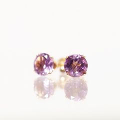 美品 ete エテ K18 YG フルール 誕生石 ピアス アメシスト（2月 