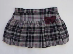 ミキハウス アウトレット miki house mikihouse 子供服 女の子 100cm スカート チェック グレー 紫 秋 冬 ★4 ボトムス ガールズ 女児 キッズ 【中古】 ユーズド リサイクル 古着 子ども服 こども