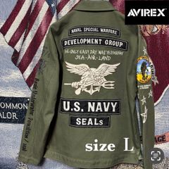 【古着】AVIREX(アヴィレックス)デッキジャケット L セージ 激レア 限定モデル ネイビーシールズ シリアルナンバー ミリタリー