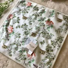 ポールアンドジョー　猫　 ハンカチ タオルハンカチ　メガネ拭き　スマホ拭き　花柄　PAUL & JOE 　新品