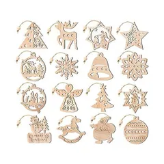 クリスマスツリー オーナメント 木製 北欧 クリスマス オーナメント 飾り 紐付き サンタ 雪の結晶 トナカイ 雪だるま 天使 ベル クリスマスツリー