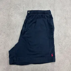 Polo by RalphLauren　ポロ バイ ラルフローレン　90年代　三角タグ　刺繍　ワンポイント　太シルエット　ショートパンツ　ボトムス　ハーフパンツ　古着　ネイビー　紺色　XL