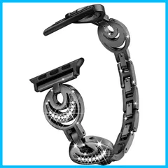 【特価セール】みかづきの形 取り付け簡単（黒 お洒落 キラキラ 女性向け 金属ベルト ダイヤモンド付き series9/8/7/6/SE/5/4/3/2/1対応 38mm/40mm/41mm） ステンレス ベルト アップルウォッチ Watchバンド 【Datu