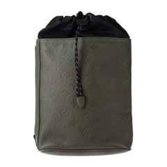 LOUIS VUITTON ルイ ヴィトン チョークスリングバッグ ショルダーバッグ M44634 レザー カーキ ブラック  モノグラムシャドウ クロスボディバッグ 巾着 ビトン 