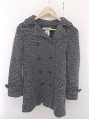 ◇ NATURAL BEAUTY BASIC ウール混 長袖 コート サイズL グレー ブラック系 レディース P  【1302170002280】のサムネイル