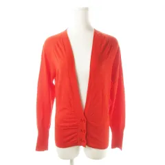 ユナイテッドアローズ ピンクレーベル UNITED ARROWS PINK LABEL カーディガン ニット 深Vネック 長袖 ウール混 カシミヤ混 赤 レッド /AO20