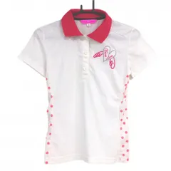 ★SALE価格★【超美品】ビバハート 半袖ポロシャツ 白×ピンク サイドドット ハート レディース 40(M) ゴルフウェア VIVA HEART
