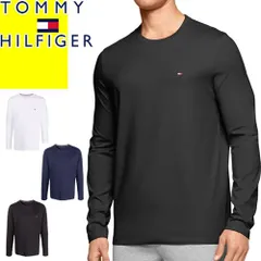 トミーヒルフィガー TOMMY HILFIGER Tシャツ 長袖 ロンT カットソー メンズ 2023年秋冬新作 ロゴ 無地 綿100％ コットン クルーネック 紺 ネイビー LONG SLEEVE FLAG CREW NECK T-SHIRT 09T3118