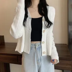 ケーブル編み ニットカーディガン Vネック レディース ショート丈 アウター カジュアル ニットウエア 着回し ニットセーター お洒落 ニットトップス 春秋 羽織り 韓国風 長袖 着やせ カーディガン ボタン ニット 綺麗め