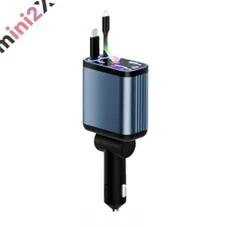 シガーソケット 車 充電 USB USB-C Type-C 巻き取り 式 ケーブル ムードライト ホームスター 車載充電器 巻き取り式 充電ケーブル 100W 充電器 usb-c 急速充電 [4台同時充電可能] カーチャージャー タイプc ケーブル TypeC