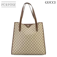 未使用 展示品 グッチ GUCCI GGプラス トート バッグ PVC レザー ベージュ ブラウン 66.02.998 オールドグッチ Tote Bag 90265980
