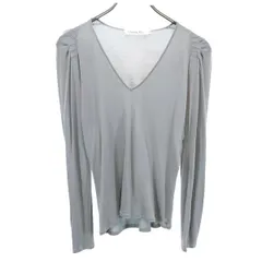 クリスチャンディオール フランス製 Vネック シルクブレンド カットソー 38 グレー系 Christian Dior 長袖 レディース 【中古】  【230315】