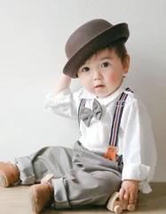 ＊韓国子供服 ＊ 蝶ネクタイ シャツ サスペンダー付 ズボン 2点 セットアップ